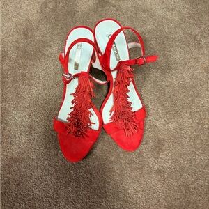 BCBG Red Fringe Heels